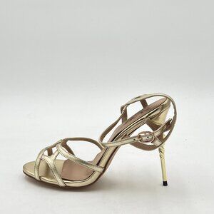 NUYG Gold Strappy Cutout Open Toe Sandals High Heel Gladiator Summer Shoes